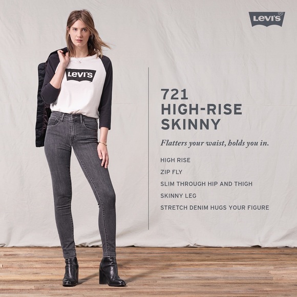 Levi's Denim - Levi’s 721 Charcoal Grey High Rise Skinny Jeans